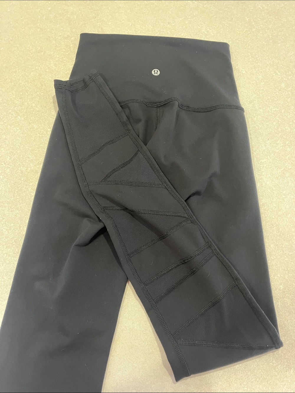 lululemon athletica Black Leggings with Paneled mesh Leg Detail